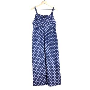 ELLOS Maxi Sun Dress Floral Dots Long Spaghetti Strap Boho Summer Beach Size 14